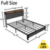 Bed With Charging Station, American Design Upholstered Headboard, Metal Platform Bed With Charging Station, American Design Upholstered Headboard, Metal Platform