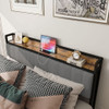 Bed With Charging Station, American Design Upholstered Headboard, Metal Platform Bed With Charging Station, American Design Upholstered Headboard, Metal Platform