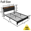 Bed With Charging Station, American Design Upholstered Headboard, Metal Platform Bed With Charging Station, American Design Upholstered Headboard, Metal Platform