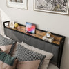 Bed With Charging Station, American Design Upholstered Headboard, Metal Platform Bed With Charging Station, American Design Upholstered Headboard, Metal Platform