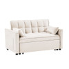 Modern Velvet Convertible Loveseat Futon Sofa With Pullout Bed, Reclining Backrest