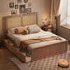 Storage Platform Bed With 4 Drawers, Rattan Headboard