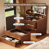 3 In 1 Vanity Desk With Flip Top Mirror, Compact Makeup Table With Glass Top And 3 Drawers