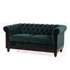 Chesterfield Velvet Loveseat Sofa, 2 Person Rolled Arm Upholstered Couch