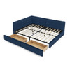 Mid-Century Storage Upholstered Tufted Bed Frame With Backrest And Armrests