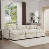 Modern Oversized Modular Cushion Sofa With Ottoman, Low Back, Deep Seating Sofa Set