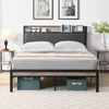 Modern Platform Bed Frame With Upholstered Storage Headboard, USB Ports