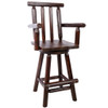 Rustic Bar Stool, Fir Wood Construction, Wide Armrest Rustic Bar Stool, Fir Wood Construction, Wide Armrest