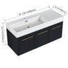 Contemporary 48" Wall Mounted Bathroom Vanity With Resin Sink And Soft Closing Doors And Line - Black Chestnut
