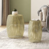 Modern Round Metal Hollow Side Table Set With Openwork Design - Gold