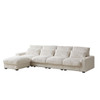 Corduroy With Cup Holder Super Large L Shaped Sofa, Movable Footrest, 4 Waist Pillows And 4 Back Cushion, With USB Port And Type - C Port - Beige Corduroy With Cup Holder Super Large L Shaped Sofa, Movable Footrest, 4 Waist Pillows And 4 Back Cushion, With USB Port And Type - C Port - Beige