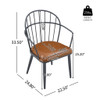 5 Piece Industrial Style Indoor Upholstered Dining Set With Metal Legs - Brown