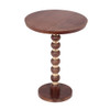 Modern Mango Wood Round End Table With Gold Accents, Solid Wood - Honey
