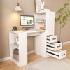 Modern Computer Desk With Built In Socket 3 Slide Drawers 4 Storage Levels - White