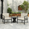 Modern 3 Piece Outdoor Patio Seating Set With Aluminum Frame And Weather Resistant Cushions - Beige / Gray