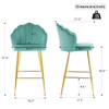 Elegant Shell Shape Velvet Bar Chair (Set of 2)
