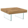 Natural Style Coffee Table With Glass Legs - Wood Grain Texture