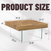 Natural Style Coffee Table With Glass Legs - Wood Grain Texture