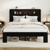 Wood Platform Bed Frame With Storage LED Light Headboard & USB Wood Platform Bed Frame With Storage LED Light Headboard & USB