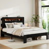 Wood Platform Bed Frame With Storage LED Light Headboard & USB Wood Platform Bed Frame With Storage LED Light Headboard & USB
