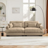 Modern Velvet Sofa With Bolstered Armrests And Pillows Modern Velvet Sofa With Bolstered Armrests And Pillows