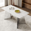 Modern Marble Patterned Dining Table With Stainless Steel Butterfly Legs