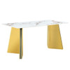 Marble Patterned Slab Dining Table With Steel Butterfly Legs