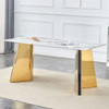 Marble Patterned Slab Dining Table With Steel Butterfly Legs