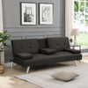 Modern Sofa Bed With Armrest 2 Holders, Wood Frame & Stainless Leg