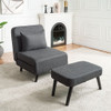 3 In 1 Foldable Linen Chaise Lounge With Adjustable Backrest