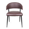 Modern Curved Back Upholstered Dining Chair Set With Metal Legs (Set of 2) - Brown / Black