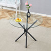 Modern Circular Transparent Tempered Glass Round Table With Metal Legs 36.6" Diameter - Silver / Transparent