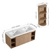 Modern 48" Wall Mounted Bathroom Vanity With Double Resin Sink And Storage Rack Soft Close Doors - Imitative Oak Modern 48" Wall Mounted Bathroom Vanity With Double Resin Sink And Storage Rack Soft Close Doors - Imitative Oak