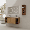 Modern 48" Wall Mounted Bathroom Vanity With Double Resin Sink And Storage Rack Soft Close Doors - Imitative Oak Modern 48" Wall Mounted Bathroom Vanity With Double Resin Sink And Storage Rack Soft Close Doors - Imitative Oak