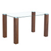 Transparent Tempered Glass Dining Table With Wood Grain Legs - Transparent / Walnut