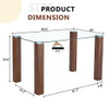 Transparent Tempered Glass Dining Table With Wood Grain Legs - Transparent / Walnut