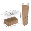Modern Imitative Wall Mounted Bathroom Vanity With Resin Sink & 2 Side Cabinet, Soft Close Drawer - Imitative Oak Modern Imitative Wall Mounted Bathroom Vanity With Resin Sink & 2 Side Cabinet, Soft Close Drawer - Imitative Oak