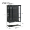 Modern Steel Display Cabinet With LED Lights And Glass Door For Home Or Workspace - Black