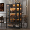 Modern Steel Display Cabinet With LED Lights And Glass Door For Home Or Workspace - Black