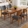 Mid Century Modern Dining Table Set For 4, Solid Wood Dining Table And Solid Wood Chairs, 5 Pieces Farmhouse Dining Table And 4 Upholstered Chairs - Brown / Gray Mid Century Modern Dining Table Set For 4, Solid Wood Dining Table And Solid Wood Chairs, 5 Pieces Farmhouse Dining Table And 4 Upholstered Chairs - Brown / Gray