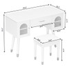 Elegant Vanity Makeup Table & Chair Set Modern Dressing Table With Organizer Writing Desk Charging Port Engineered Wood - White