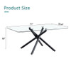 Modern Minimalist Rectangular Glass Dining Table For 6 - 8 With Tempered Glass Top And Metal Legs - Black / Transparent