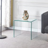 Tempered Bent Glass Sidetable, Transparent End Table, Sofa Table, Premium Glass, Multi Purpose Design - Transparent Tempered Bent Glass Sidetable, Transparent End Table, Sofa Table, Premium Glass, Multi Purpose Design - Transparent