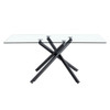 Minimalist Rectangular Glass Dining Table For 6 - 8 With Tempered Glass Top And Metal Legs - Black / Transparent