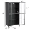 Premium Metal Storage Cabinet With Tempered Glass Doors, Adjustable Shelves, And Anti Tipping Device - Black