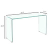 Elegant Transparent Tempered Glass Console Table With Rounded Edges, Modern Sofa Table - Clear Elegant Transparent Tempered Glass Console Table With Rounded Edges, Modern Sofa Table - Clear