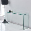 Elegant Transparent Tempered Glass Console Table With Rounded Edges, Modern Sofa Table - Clear Elegant Transparent Tempered Glass Console Table With Rounded Edges, Modern Sofa Table - Clear