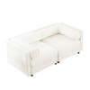 Stylish Chenille Sofa With Storage Seat And Cylindrical Backrest