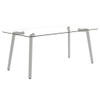 Minimalist Rectangular Dining Table With Transparent Glass Top And Metal Legs