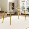Minimalist Rectangular Dining Table With Transparent Glass Top And Metal Legs
